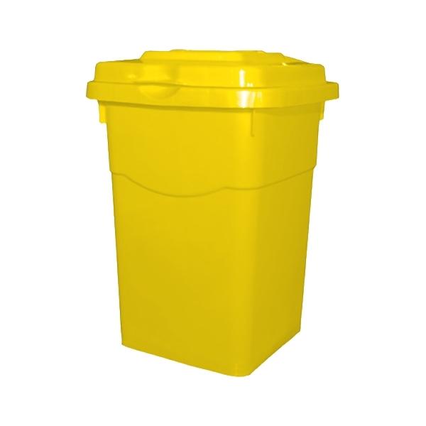 Basurero plástico 50 litros con tapa amarillo