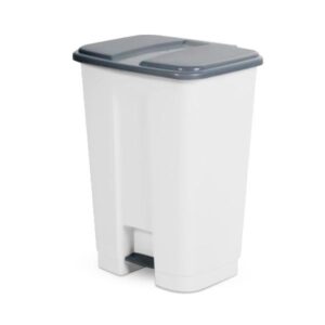 Basurero plástico 34 litros con tapa y pedal blanco