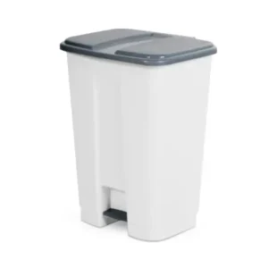 Basurero plástico 34 litros con tapa y pedal blanco