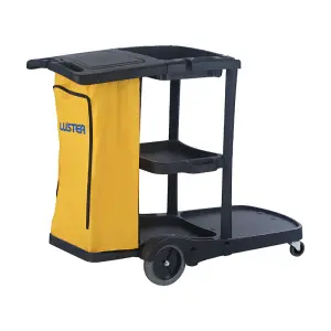 Carro Porta Útiles de Aseo Negro con Tapa y Bolsa / Luster