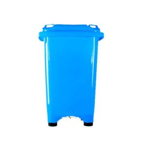 Basurero plástico 50 litros azul con pedal central metálic