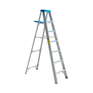 Escalera Tijera Aluminio Meseta Plastica 7 Peldaños Alto 2.13 m R-150 Kg / Zebrik