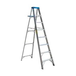 Escalera Tijera Aluminio Meseta Plástica 8 Peldaños Alto 2.43 m R-150 Kg / Zebrik