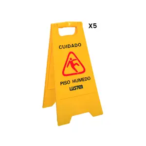 Pack 5 unidades - Señalética plástica de piso mojado Amarillo / Luster