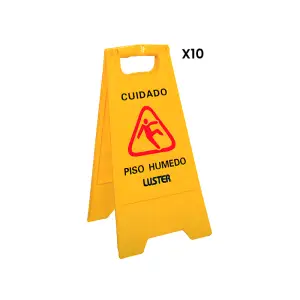Pack 10 unidades - Señalética plástica de piso mojado Amarillo / Luster