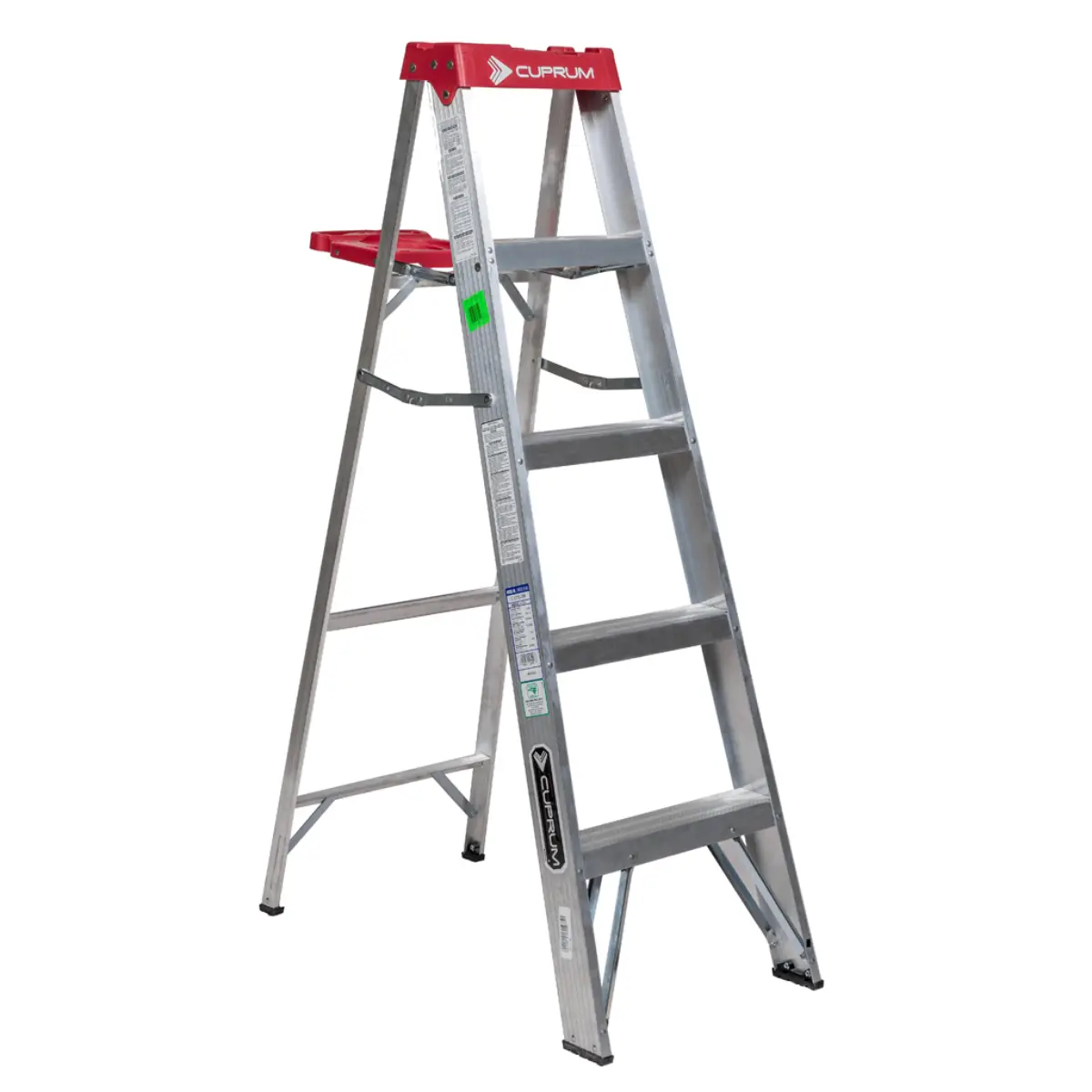 Escalera Simple Tijera Aluminio Antideslizante 5 Peldaños Alto1.53 M R-150 K/ Cuprum