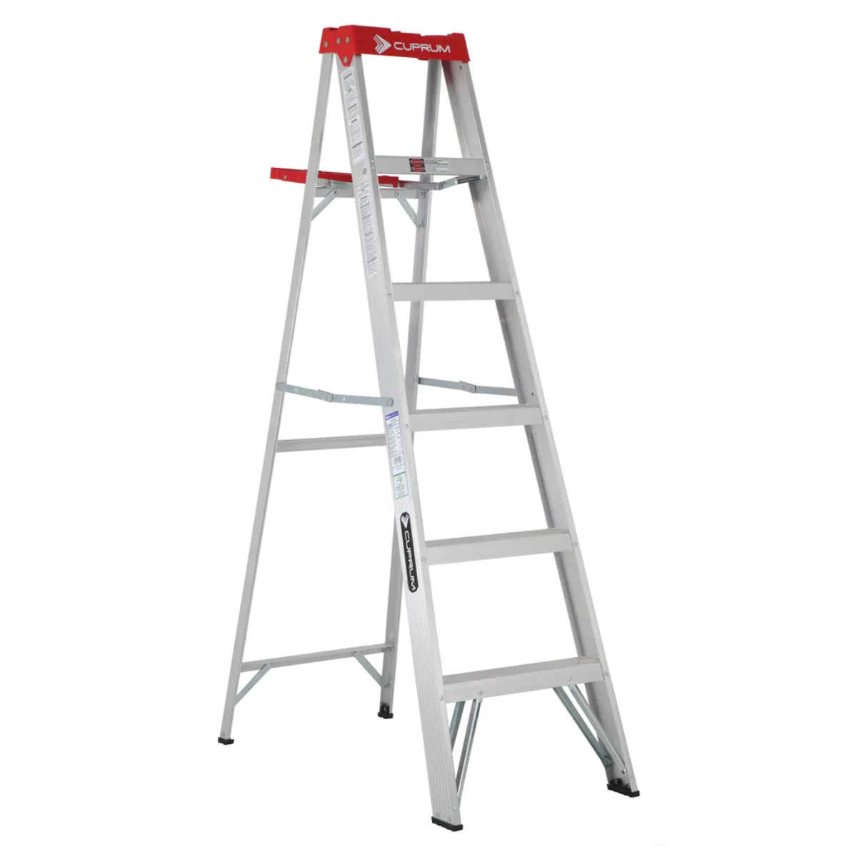 Escalera Simple Tijera Aluminio Antideslizante 6 Peldaños Alto 1.83 M R-150 K/ Cuprum