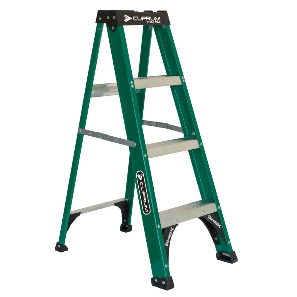 Escalera Simple Tijera Fibra Vidrio 4 Peldaños Alto 1.25 M R-175 K / Cuprum