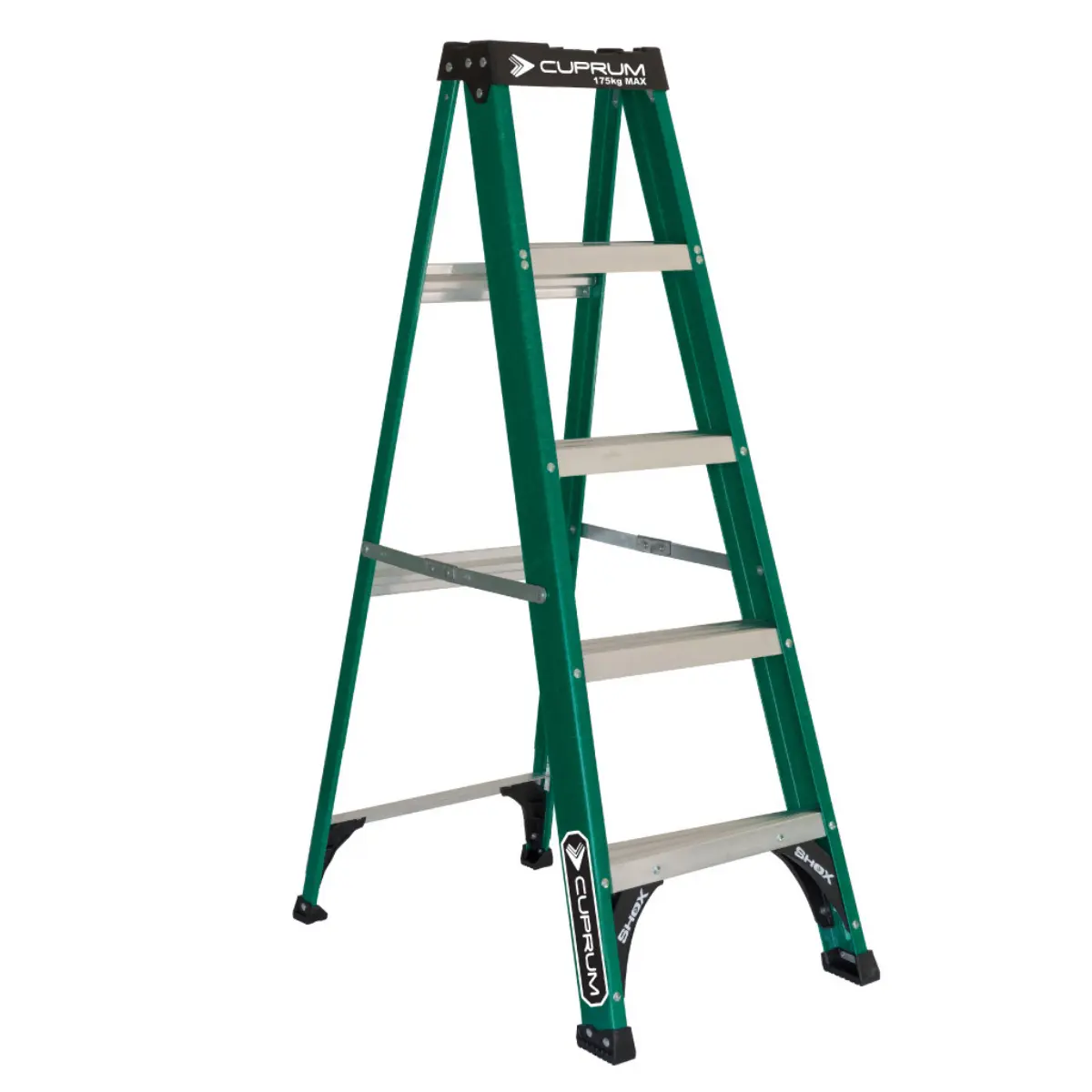 Escalera Simple Tijera Fibra Vidrio 5 Peldaños Alto 1.55 M R-175 K / Cuprum