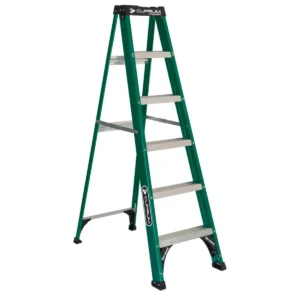 Escalera Simple Tijera Fibra Vidrio 6 Peldaños Alto 1.86 M R-175 K / Cuprum