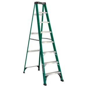 Escalera Simple Tijera Fibra Vidrio 8 Peldaños Alto 2.47 M R-175 K / Cuprum