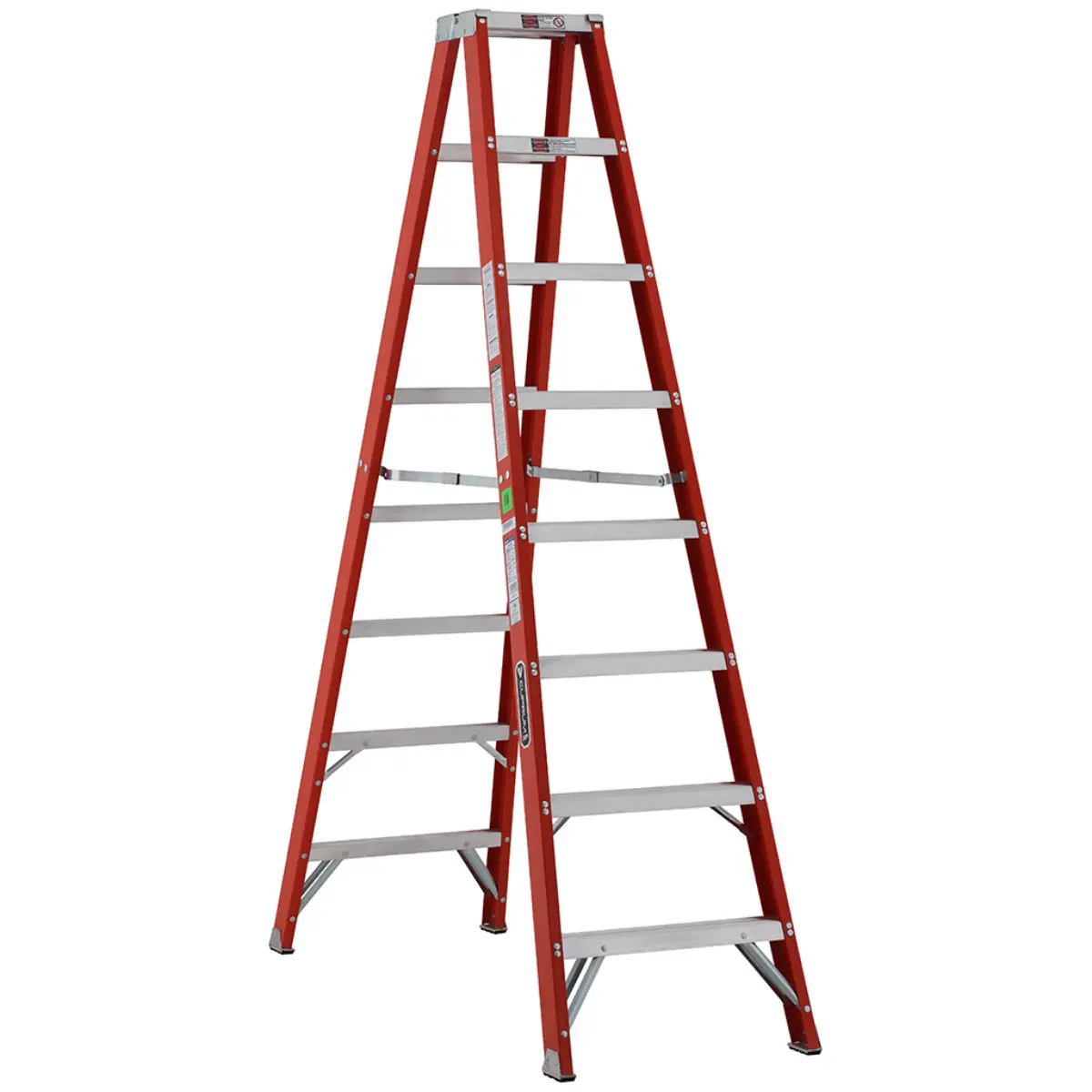 Escalera Tijera Fibra Vidrio Doble Acceso 8 Peldaños Alto 2.43 M R-225 K / Cuprum