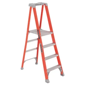 Escalera Tijera Fibra Vidrio Con Plataforma 4 Peldaños Alto 2.00 M R-225 K / Cuprum