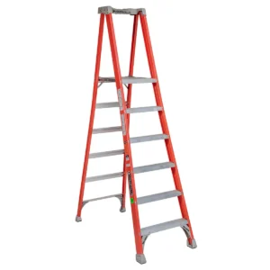 Escalera Tijera Fibra Vidrio Con Plataforma 6 Peldaños Alto 2.61 M R-225 K / Cuprum