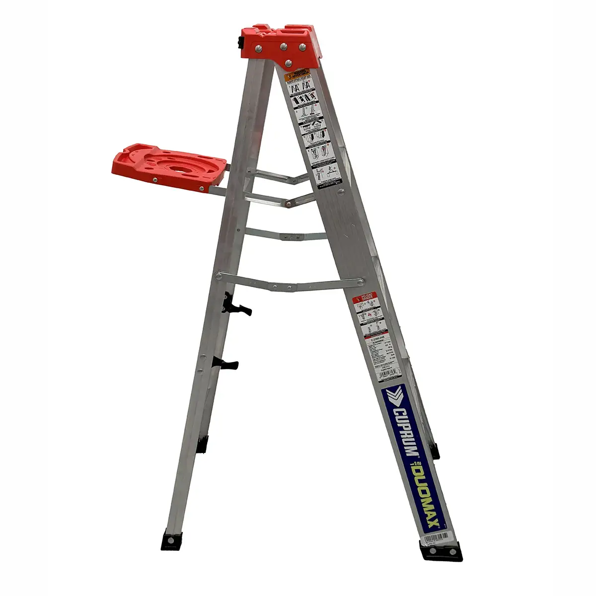 Escalera Tijera y Recta Aluminio Antiderrape 4 Peldaños Alto 1.22 M R-150 K/ Cuprum (3)