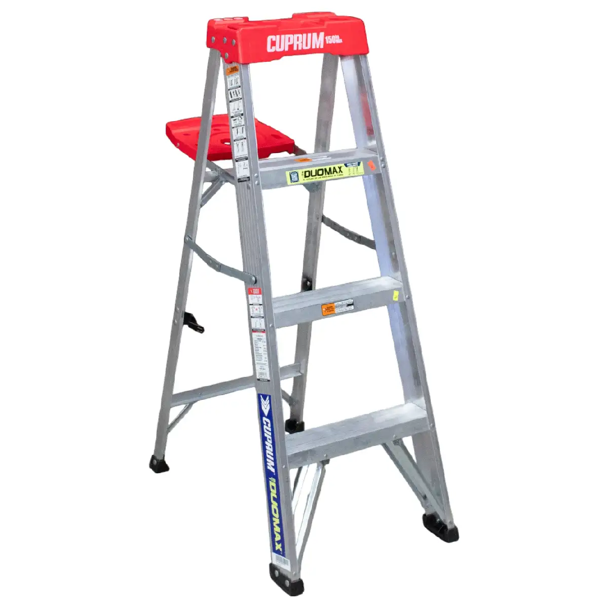 Escalera Tijera y Recta Aluminio Antiderrape 4 Peldaños Alto 1.22 M R-150 K/ Cuprum