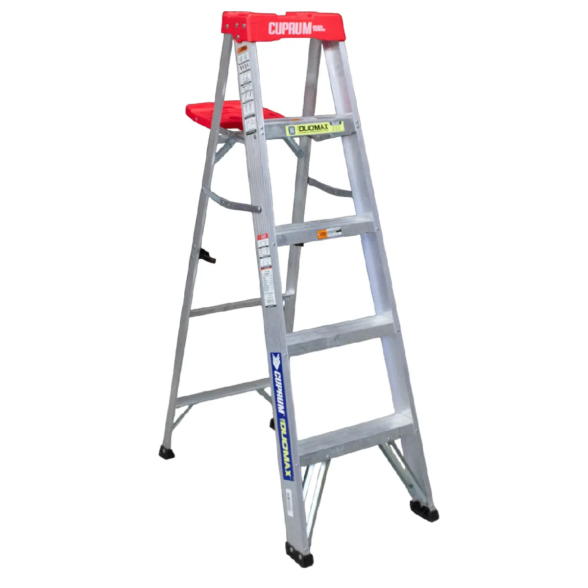 Escalera Tijera y Recta Aluminio Antiderrape 5 Peldaños Alto 1.53 M R-150 K/ Cuprum
