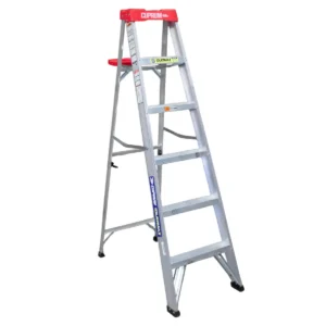 Escalera Tijera y Recta Aluminio Antiderrape 6 Peldaños Alto 1.83 M R-150 K/ Cuprum