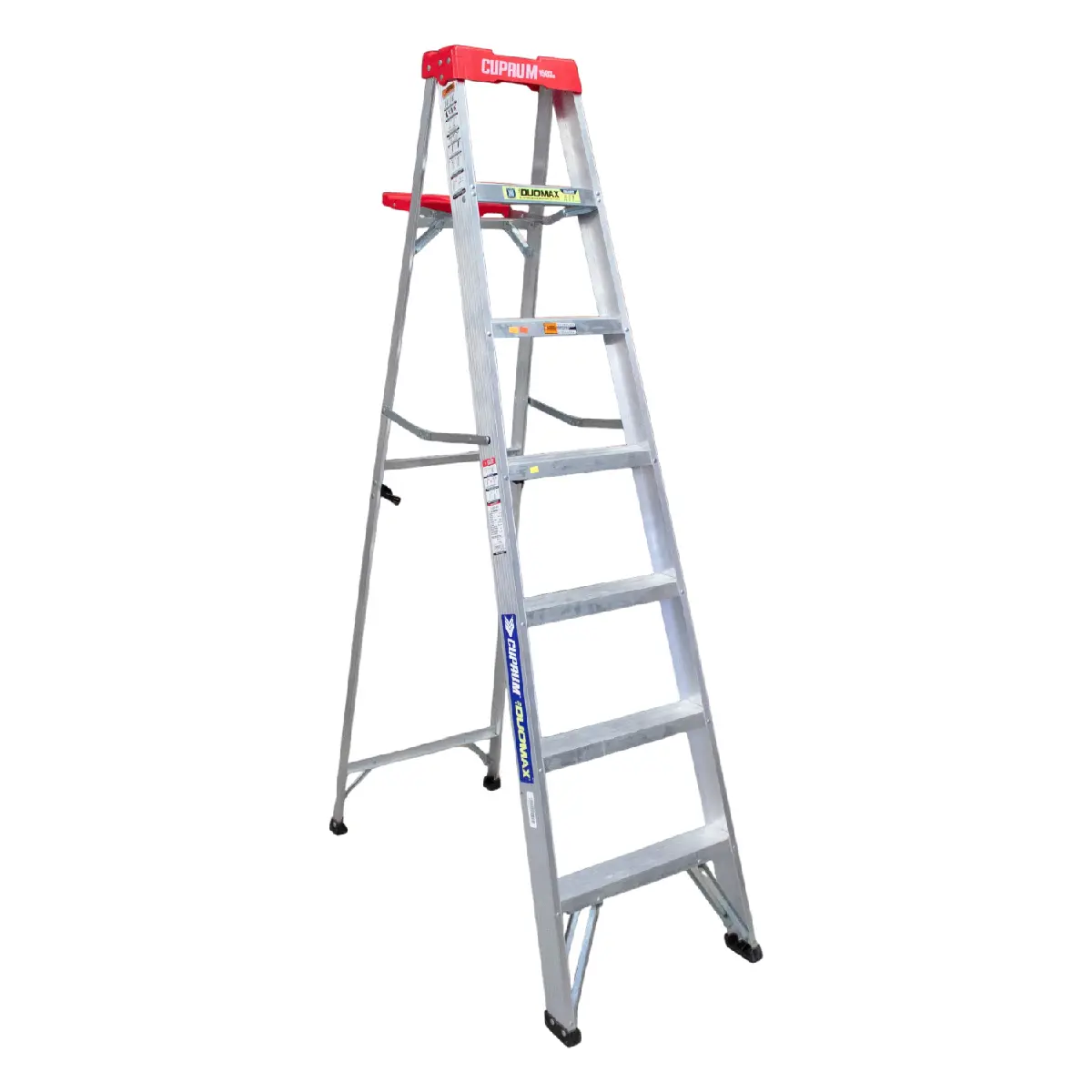 Escalera Tijera y Recta Aluminio Antiderrape 7 Peldaños Alto 2.13 M R-150 K/ Cuprum
