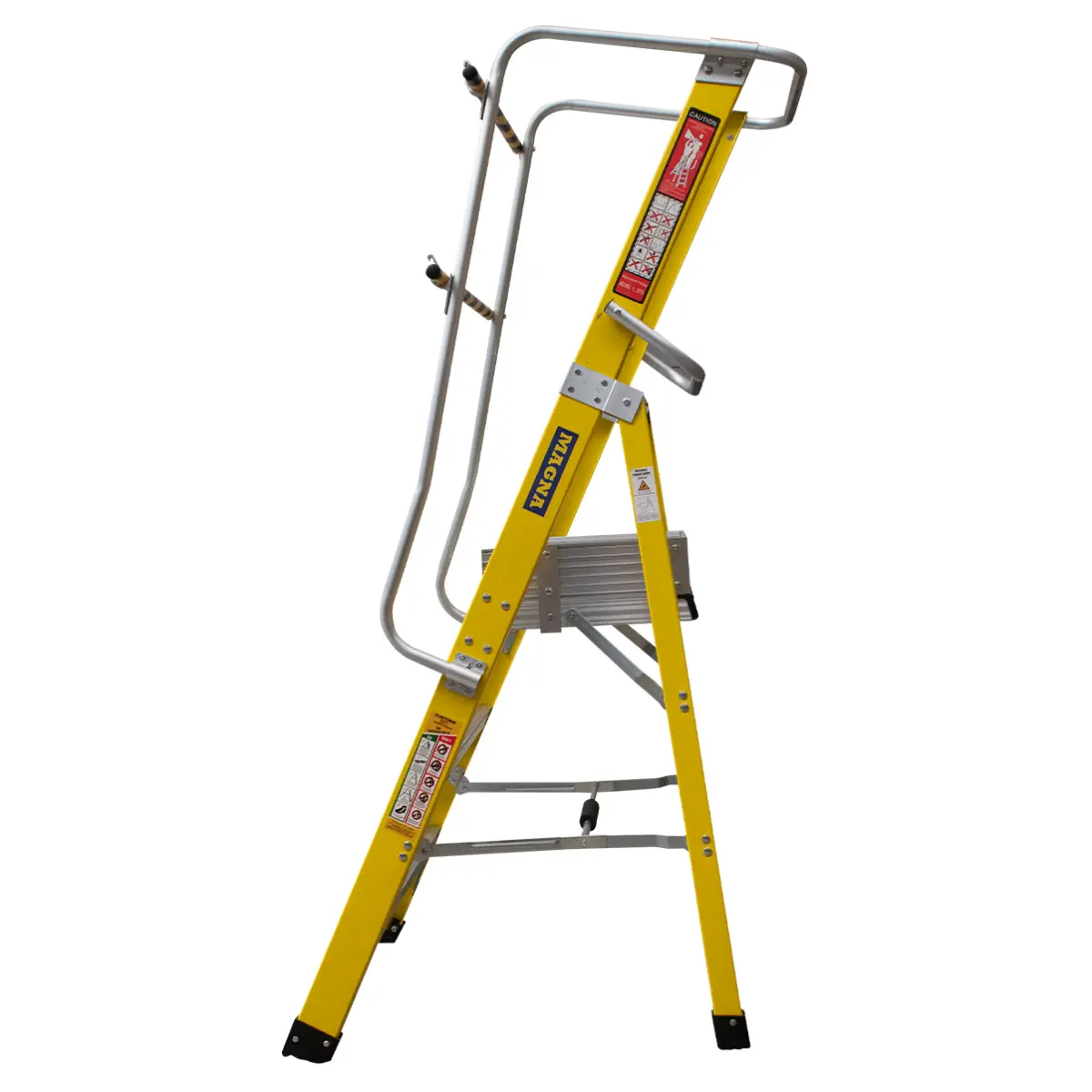 Escalera Tijera Fibra Vidrio Con Plataforma de Seguridad 3 Peldaños Alto 1.84 M R-150 K / Magna Plus (2)