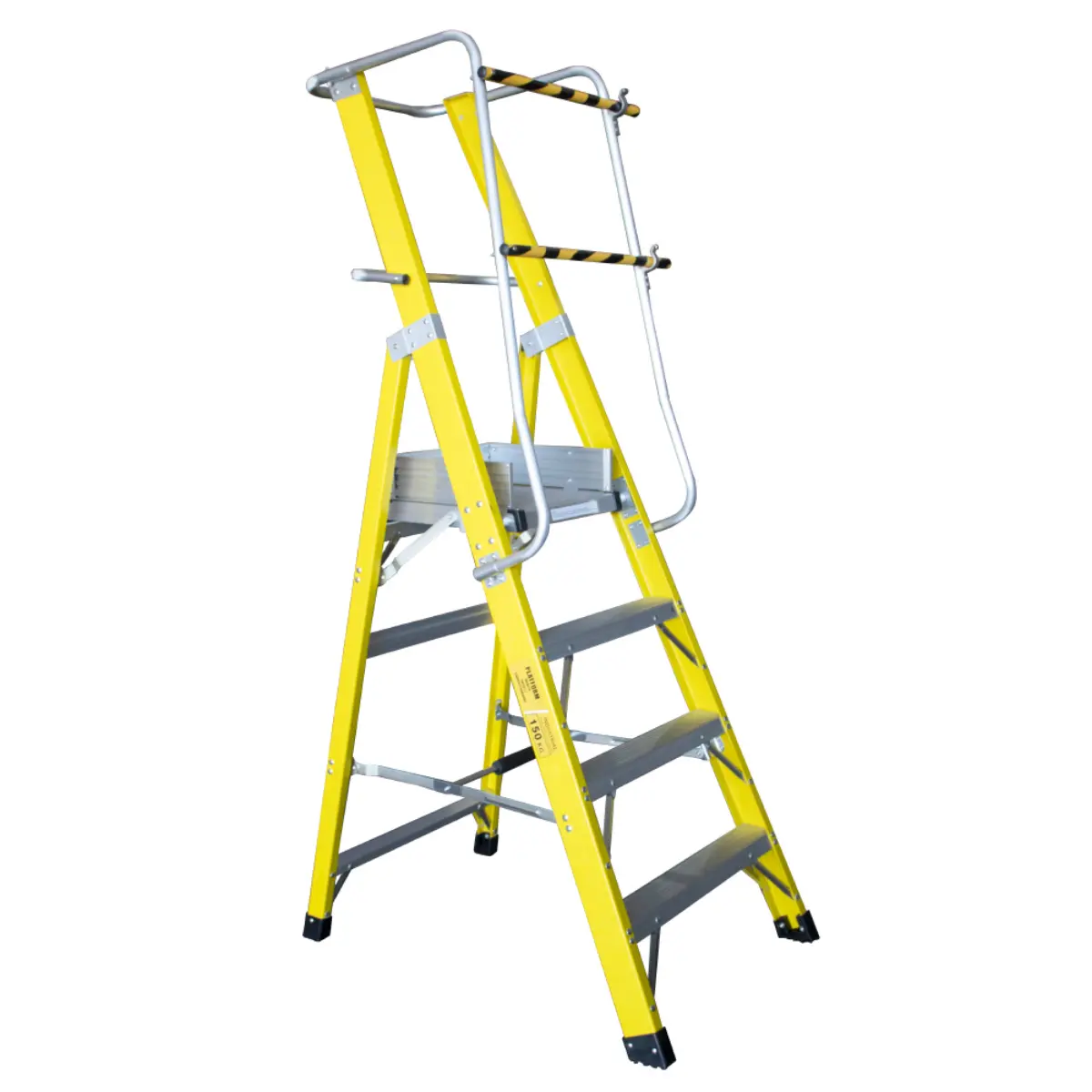 Escalera Tijera Fibra Vidrio Con Plataforma de Seguridad 4 Peldaños Alto 2.07 M R-150 K / Magna Plus