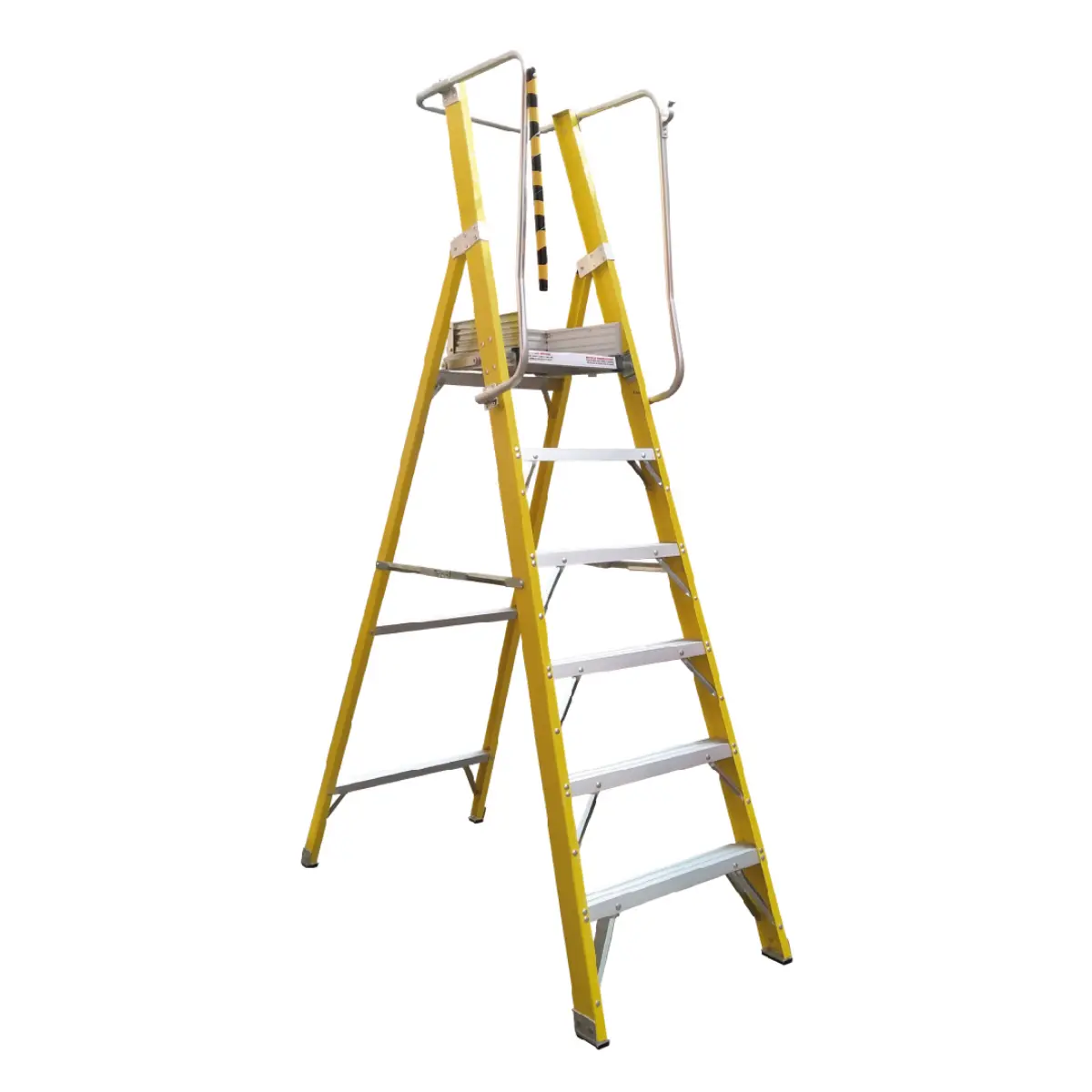 Escalera Tijera Fibra Vidrio Con Plataforma de Seguridad 6 Peldaños Alto 2.50 M R-150 K / Magna Plus