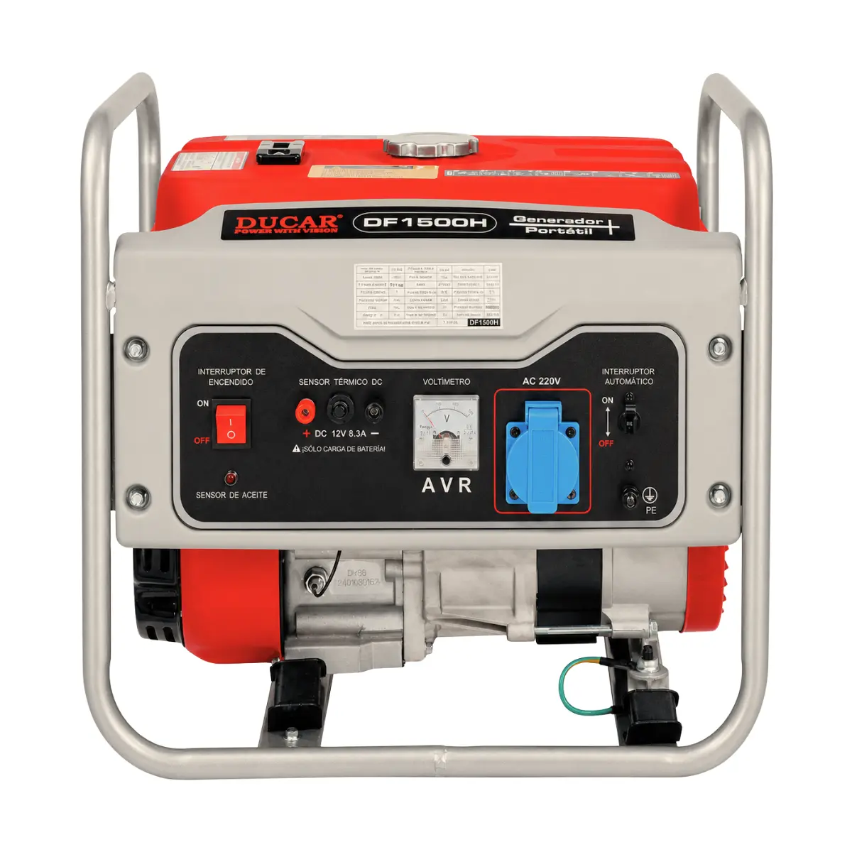 Generador Eléctrico 1.0 – 1.2 KVA, Gasolina, Arranque Manual / Ducar DF1500H