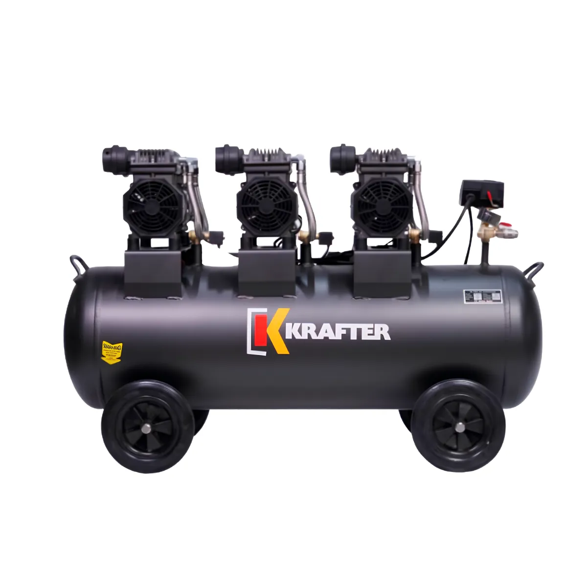 Compresor Libre de Aceite 1,1 kW x 3, Estanque 100 L / MZB-1100H Krafter