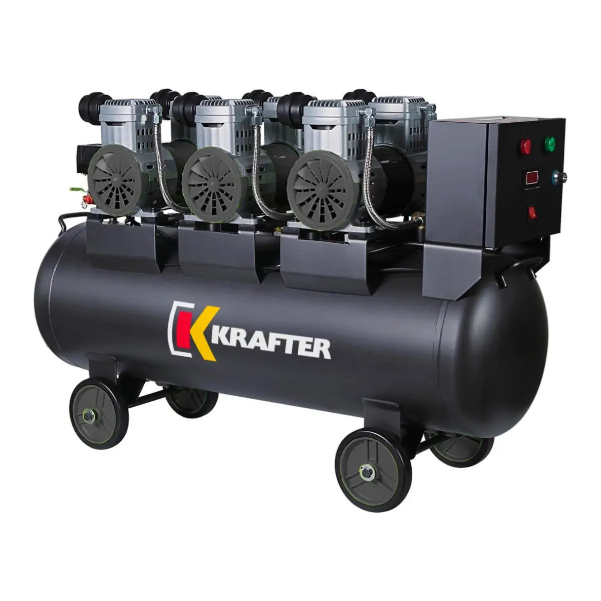 Compresor Libre de Aceite 1,5 kW x 3, Estanque 100 L / Krafter
