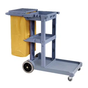Carro Porta Útiles de Aseo Gris con Tapa y Bolsa / Soin